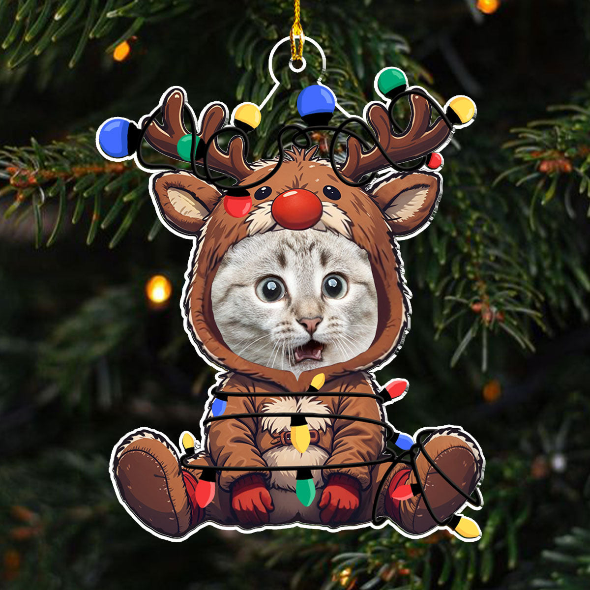 Reindeer Pet Christmas Photo - Personalized Acrylic Ornament