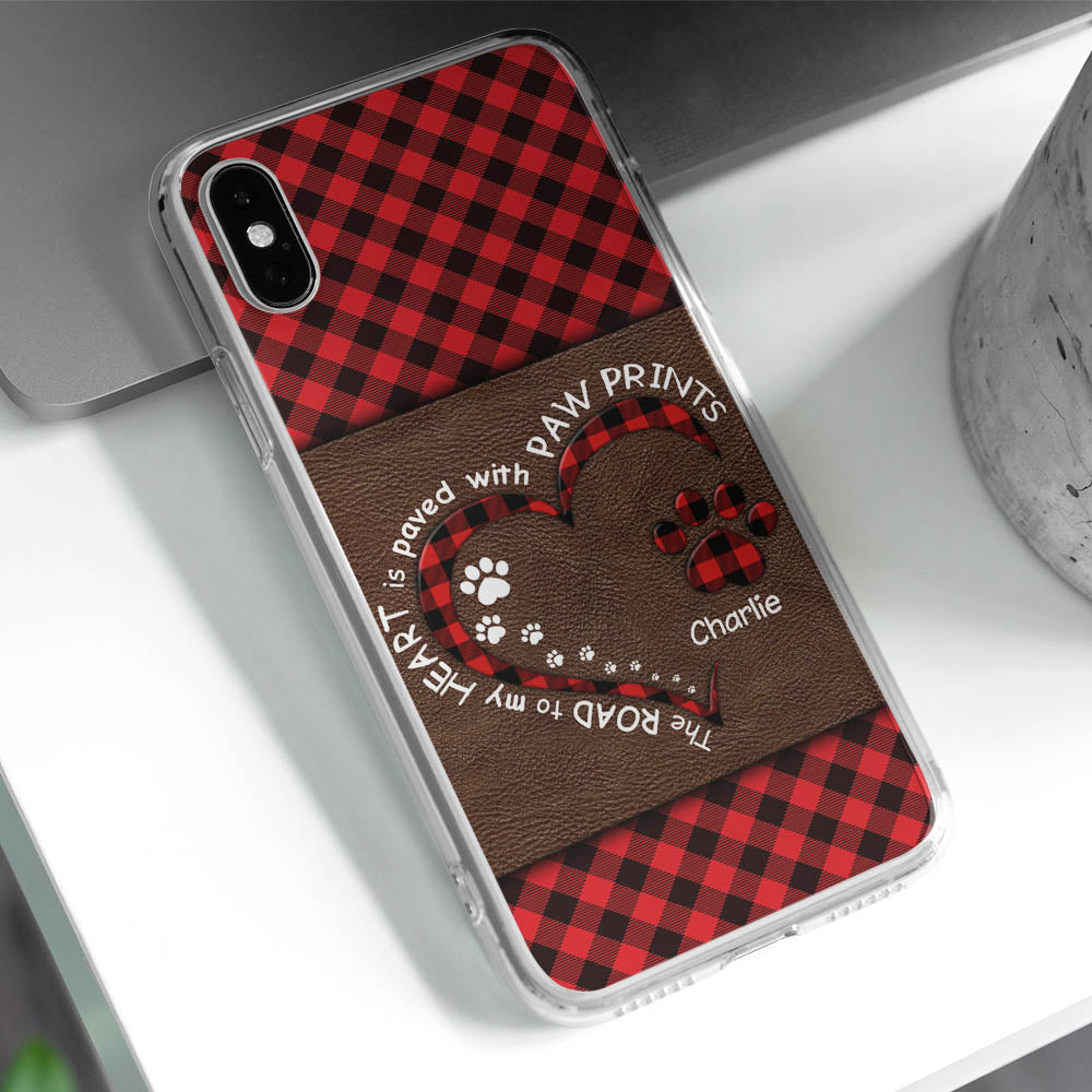 My Heart With Paw Prints - Personalized Phone Case