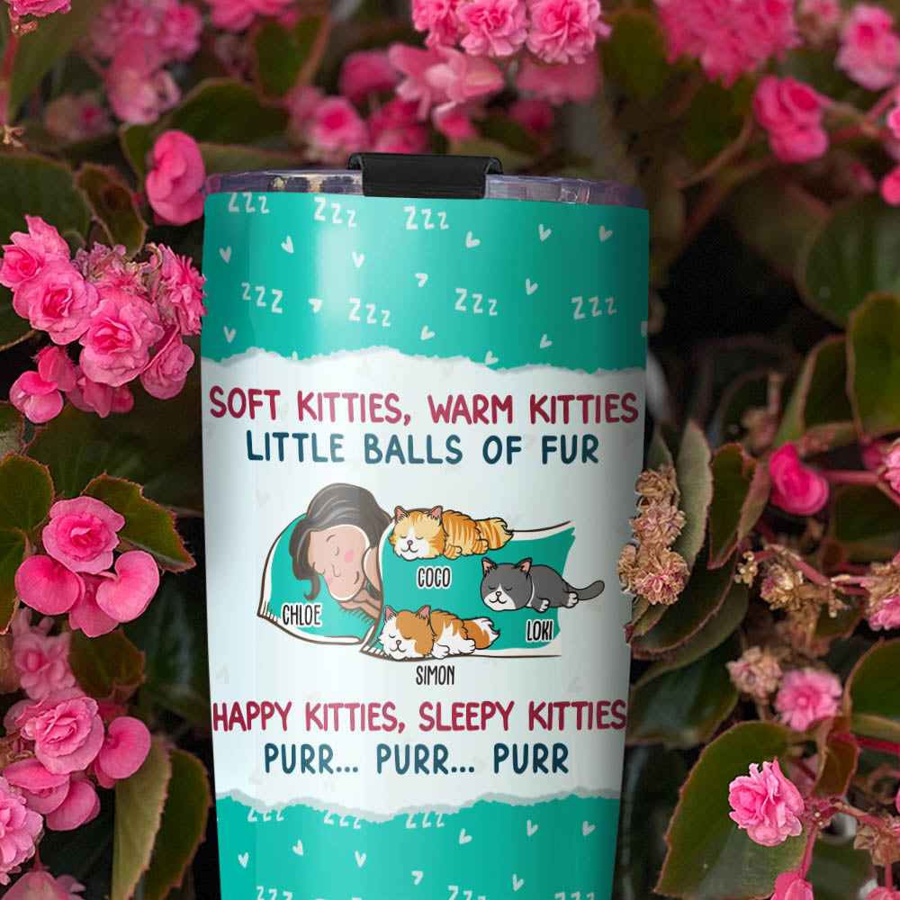 Custom Mother's day Birthday Gifts For Cat Mom, Cat Lovers • Soft Kitty Warm Kitty - Personalized Tumbler
