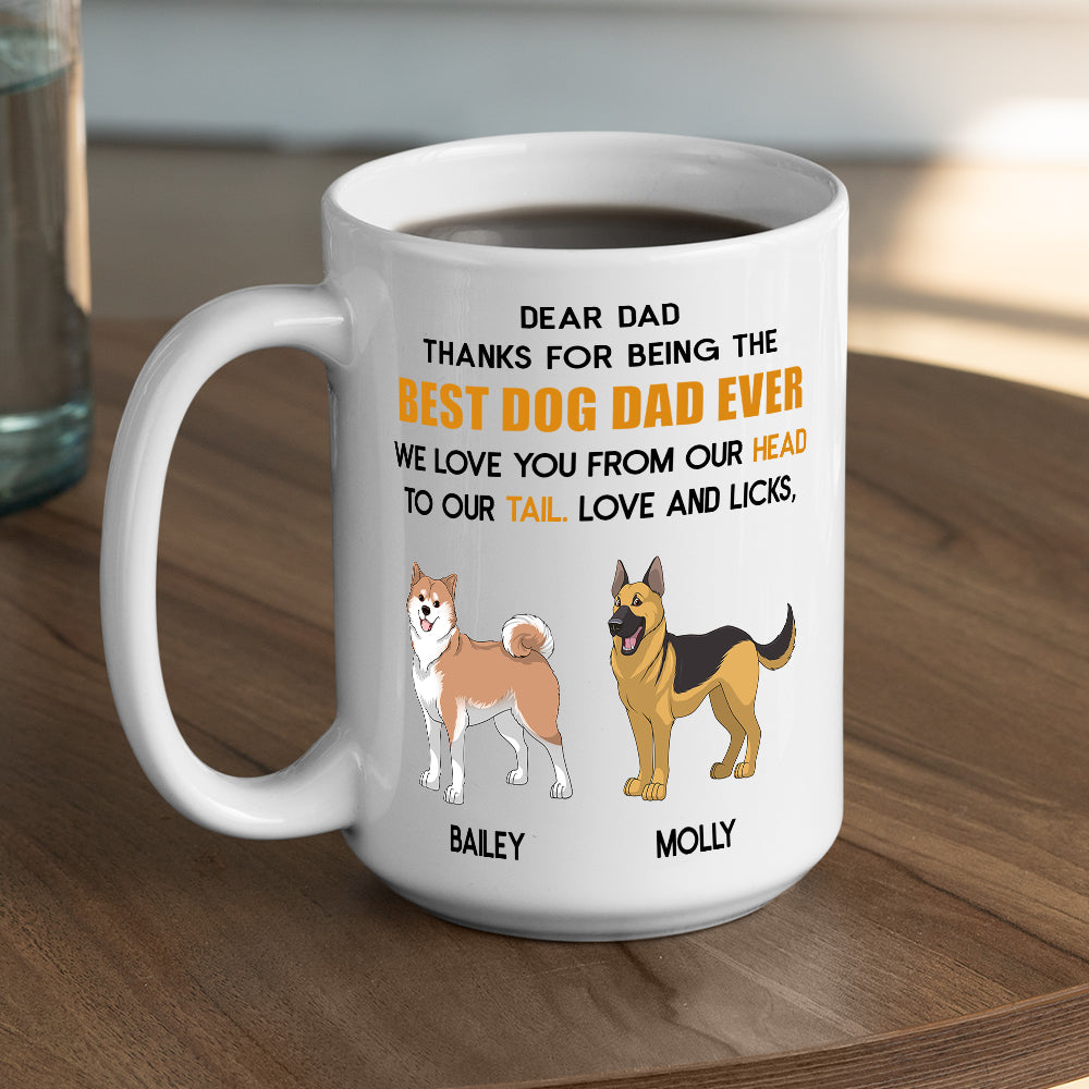 Custom Photo Christmas Birthday Gifts For Dog Dad, Dog Lovers • Head To Tail - Personalized Coffee Mug