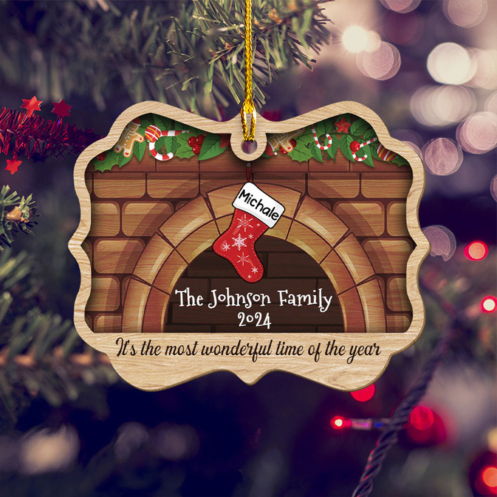 Stockings Were Hung - Personalized 1-layered Wood Ornament