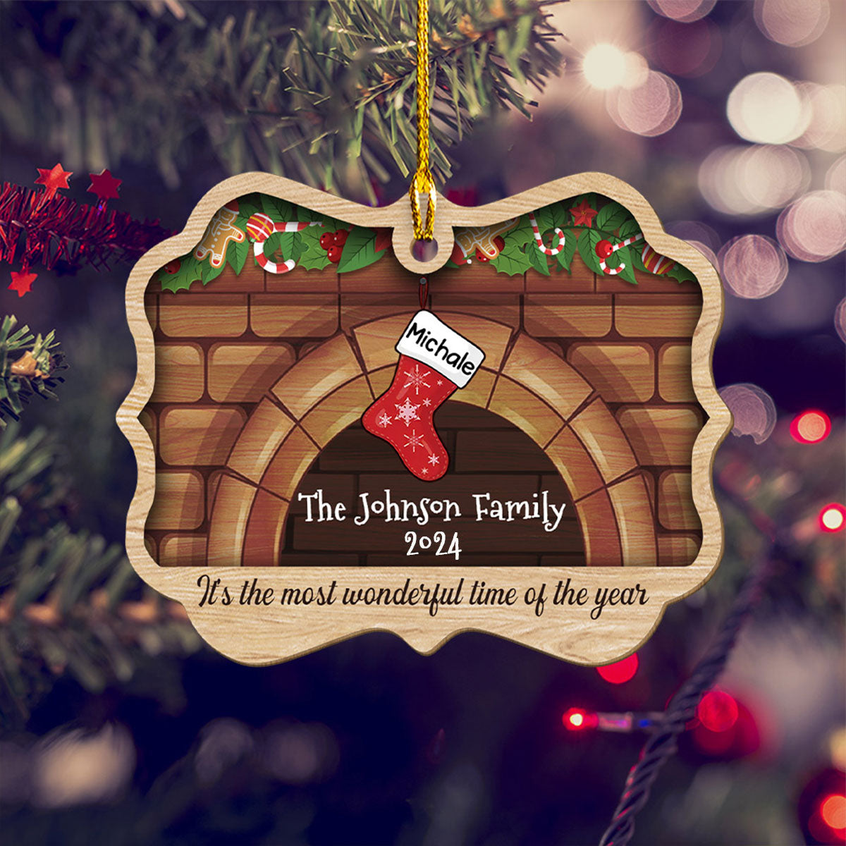 Stockings Were Hung - Personalized 1-layered Wood Ornament