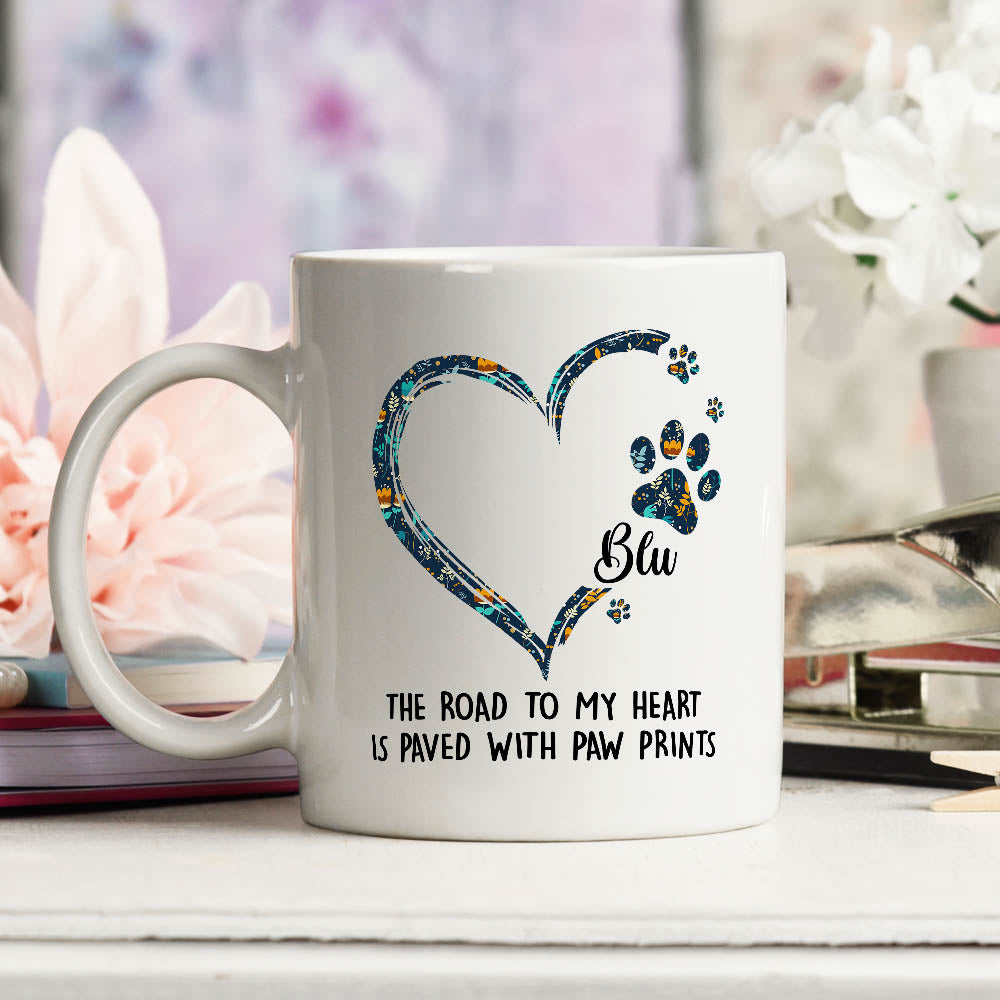 Custom Christmas Birthday Gifts For Dog Lovers • Road To Heart Pattern - Personalized Coffee Mug