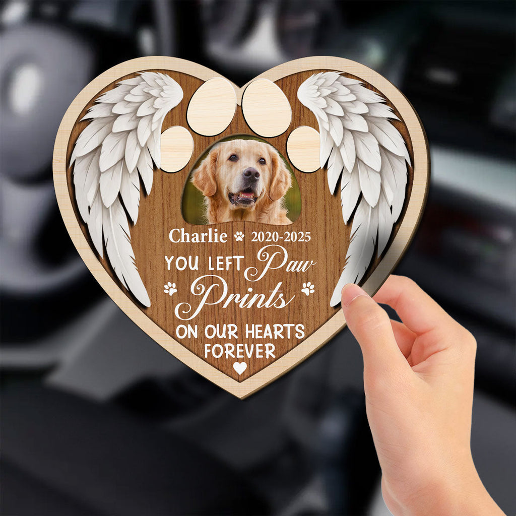 You Left Paw Prints On Our Hearts Forever - Personalized Car Visor Clip