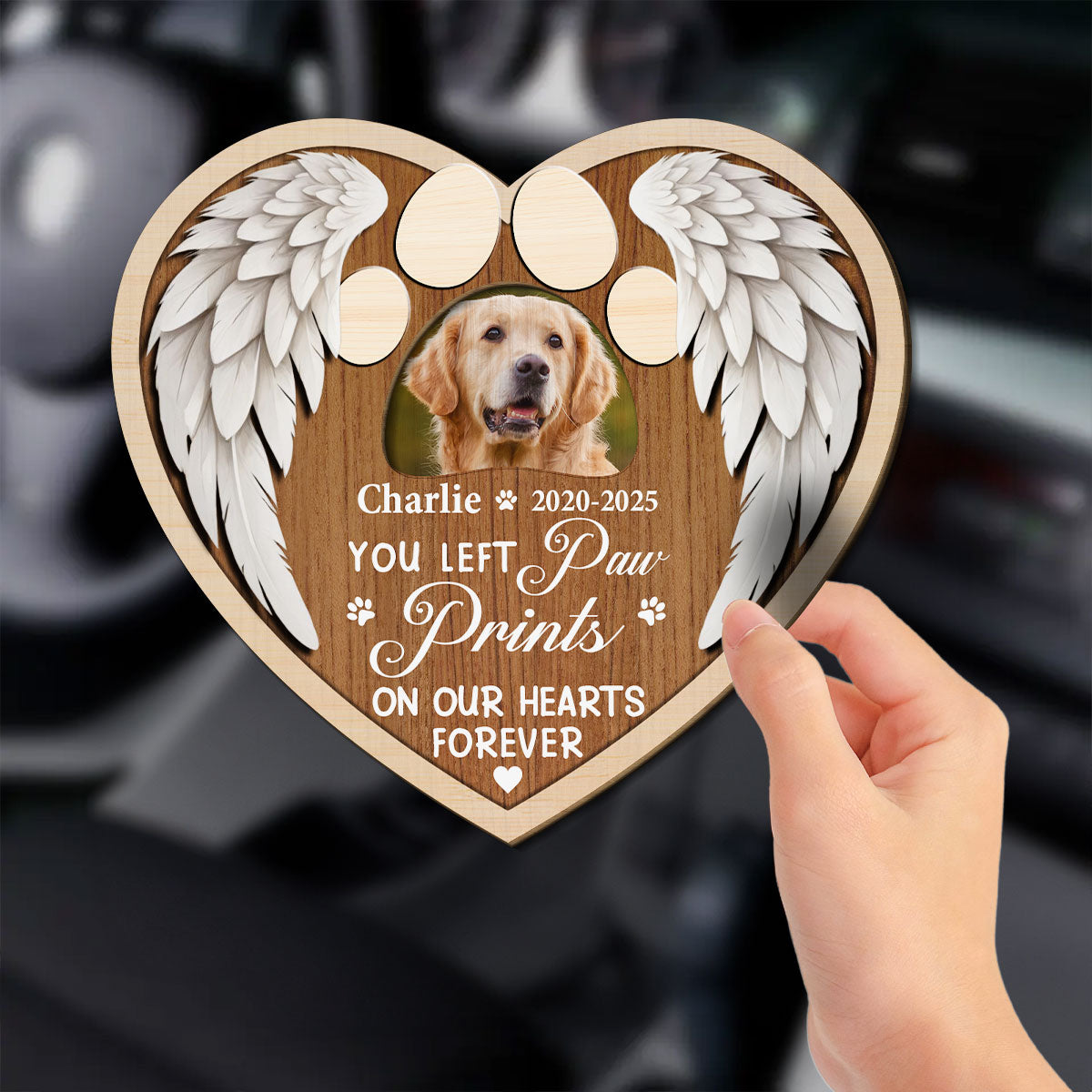 You Left Paw Prints On Our Hearts Forever - Personalized Car Visor Clip