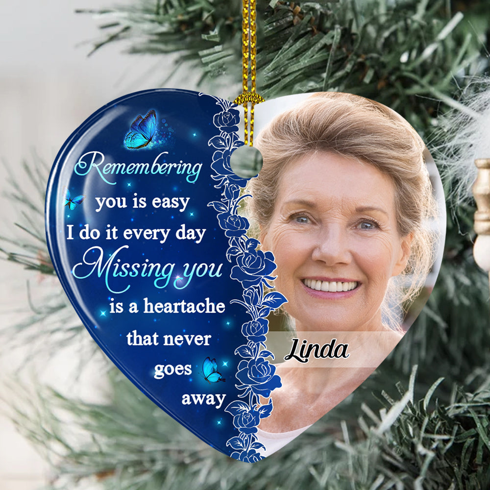 Missing You Always - Personalized Heart Ceramic Ornament
