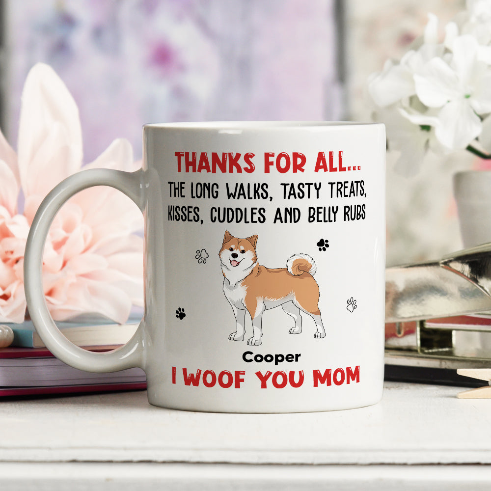 Custom Christmas Birthday Gifts For Dog Lovers • Thanks For Tasty Treats - Personalized Coffee Mug
