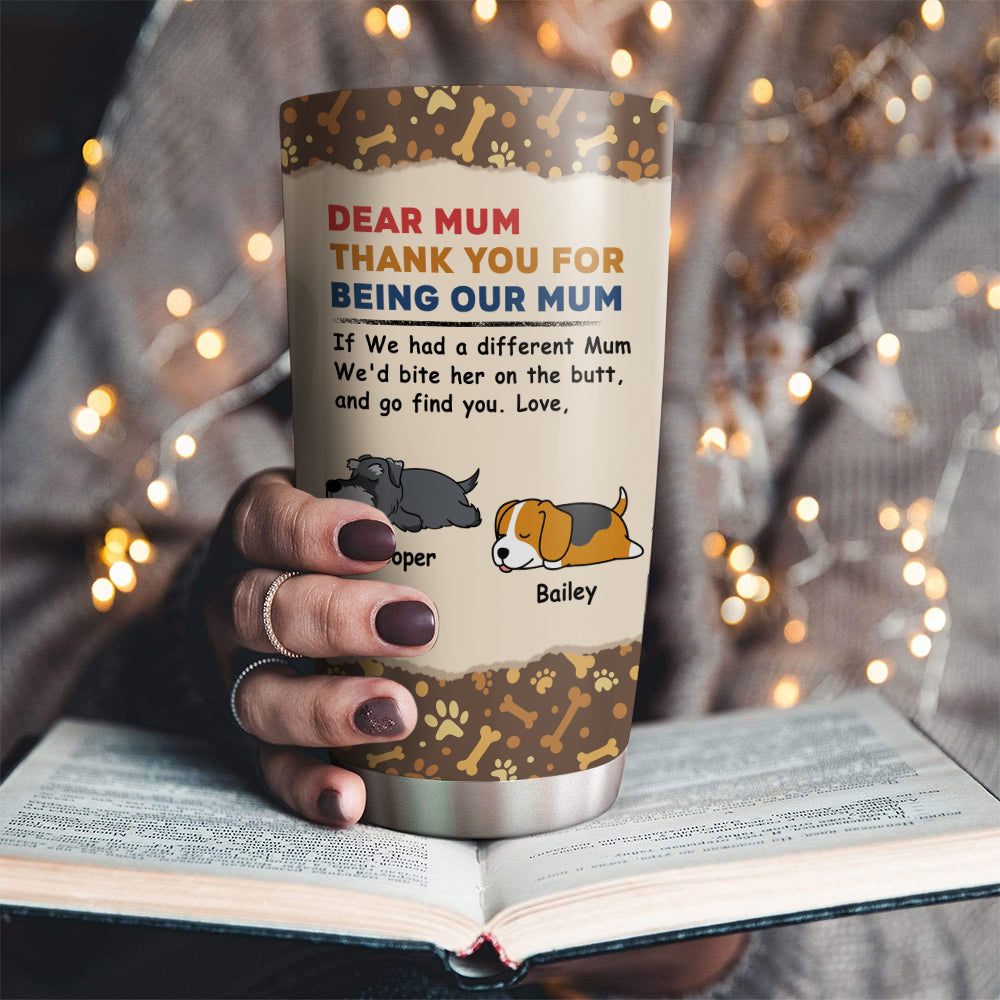 Custom Christmas Birthday Gifts For Dog Lovers • Bite The Butt - Personalized Tumbler