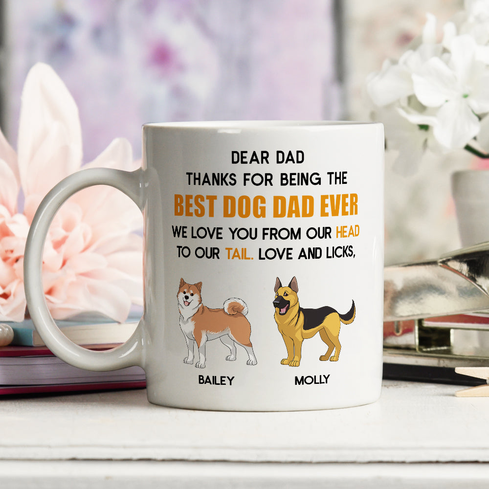 Custom Photo Christmas Birthday Gifts For Dog Dad, Dog Lovers • Head To Tail - Personalized Coffee Mug