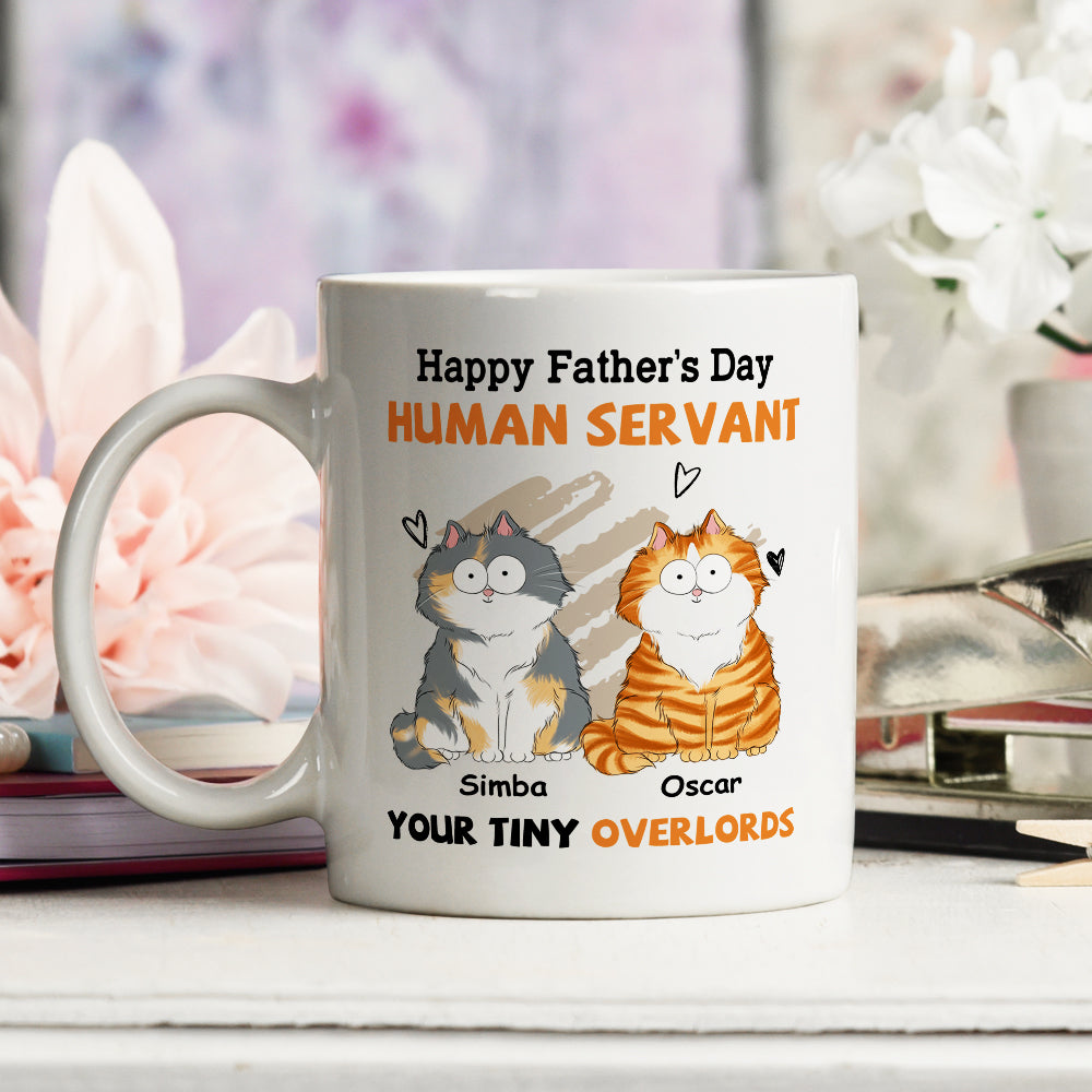 Custom Photo Christmas Birthday Gifts For Cat Dad, Cat Lovers • To My Human Servant - Personalized Coffee Mug