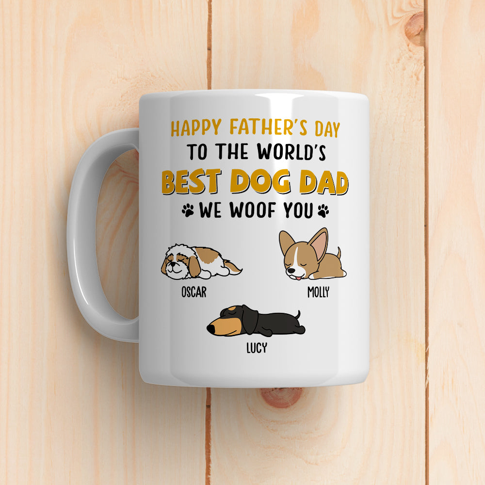 Custom Photo Christmas Birthday Gifts For Dog Lovers • Woof You So Much Dad - Personalized Coffee Mug