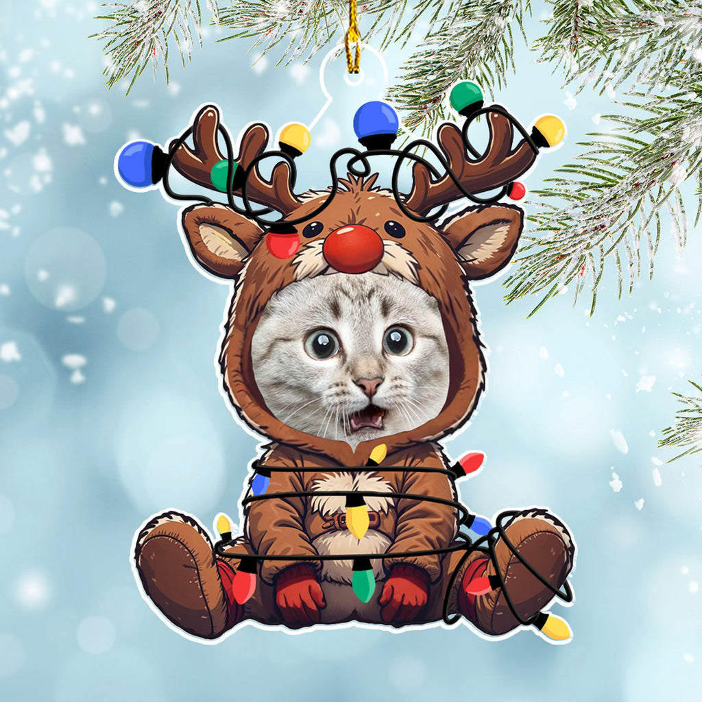 Reindeer Pet Christmas Photo - Personalized Acrylic Ornament