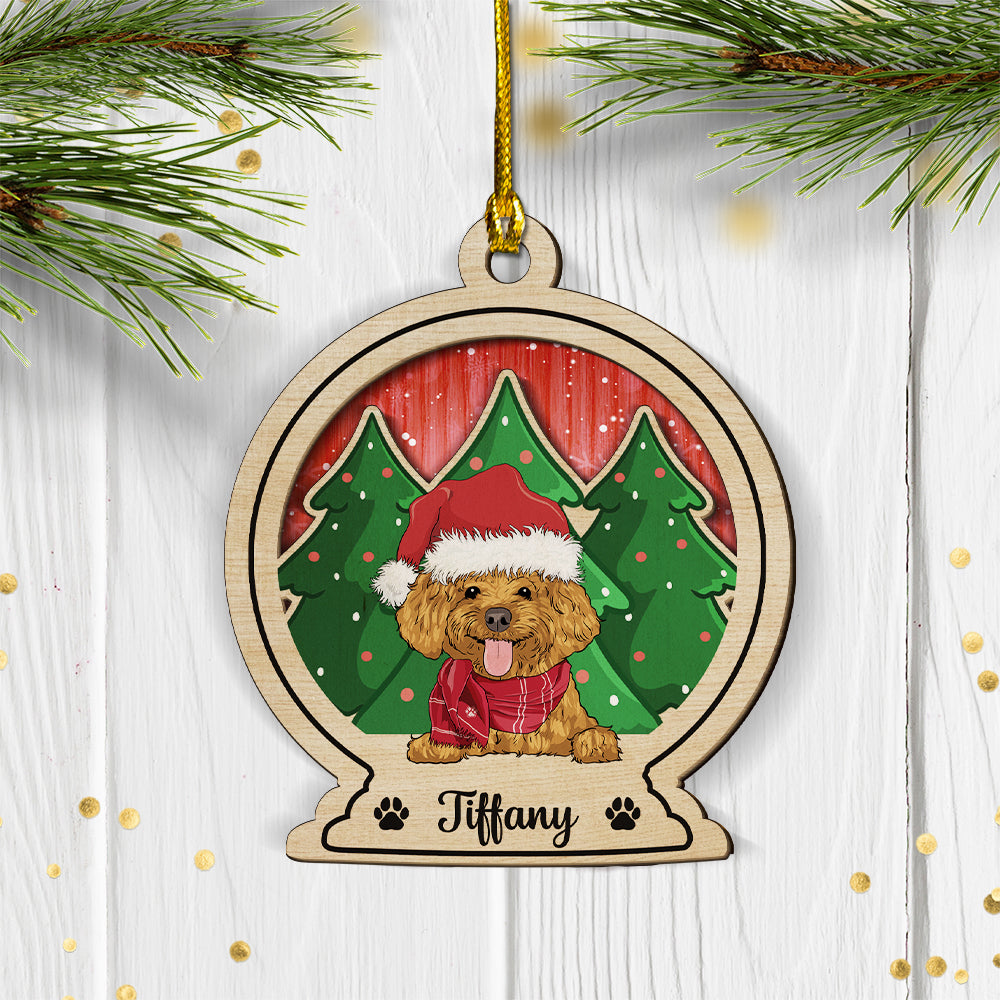 Custom Christmas Decor Home Birthday Gifts For Dog Lovers • Dog Snowball - Personalized 2-layered Wood Ornament