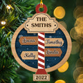 Family Name, North Pole - Personalized 1-layered Wood Ornament