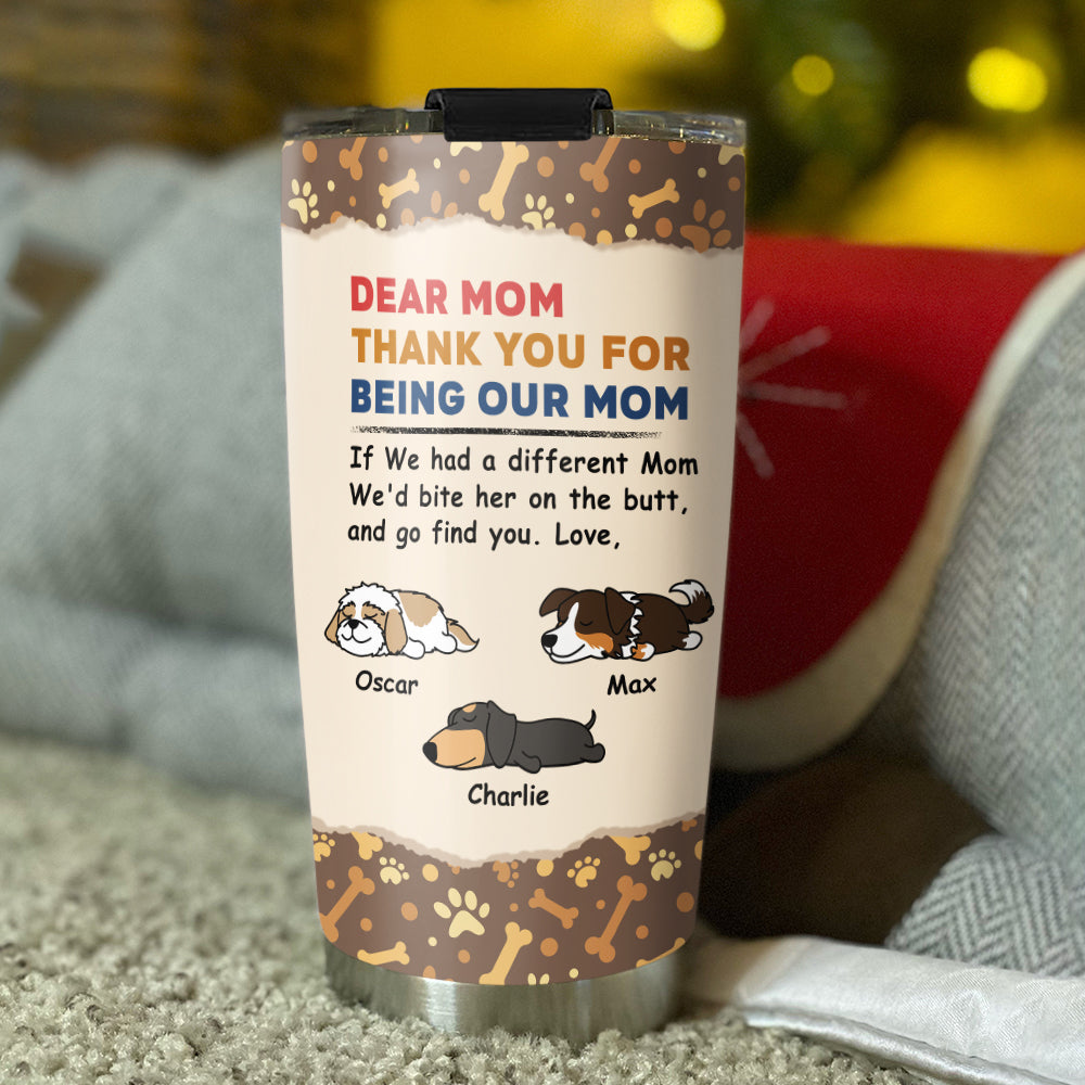 Custom Christmas Birthday Gifts For Dog Lovers • Bite The Butt - Personalized Tumbler
