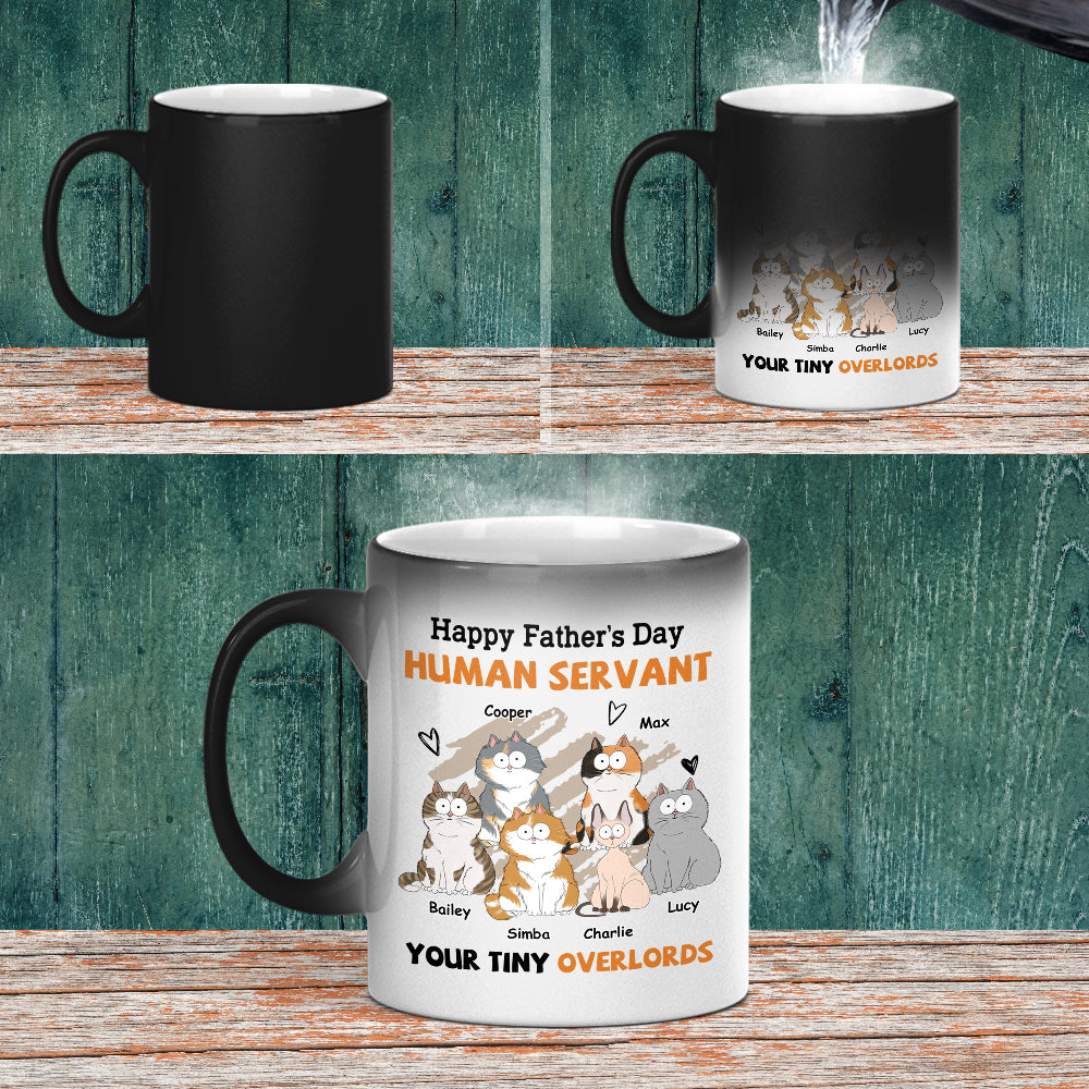 Custom Photo Christmas Birthday Gifts For Cat Dad, Cat Lovers • To My Human Servant - Personalized Color Changing Mug