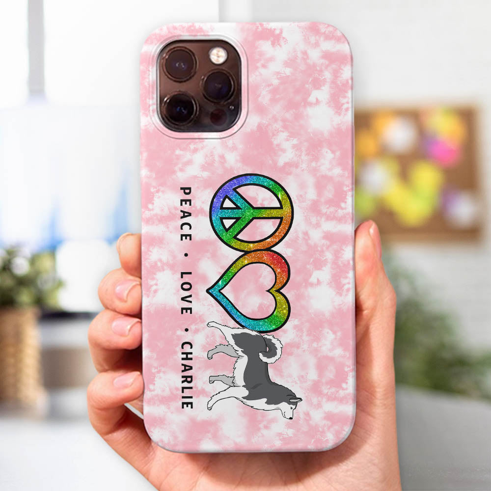 Peace Love Dog Pattern - Personalized Phone Case