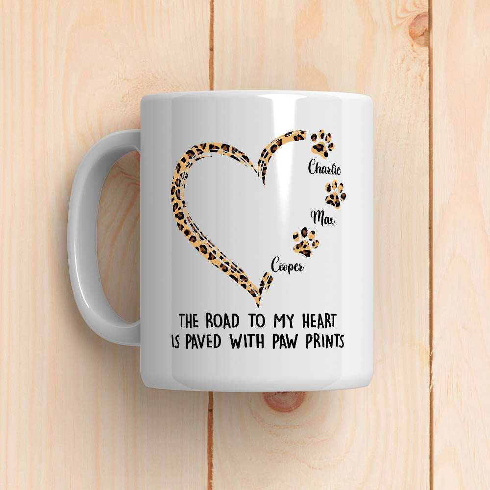 Custom Christmas Birthday Gifts For Dog Lovers • Road To Heart Pattern - Personalized Coffee Mug