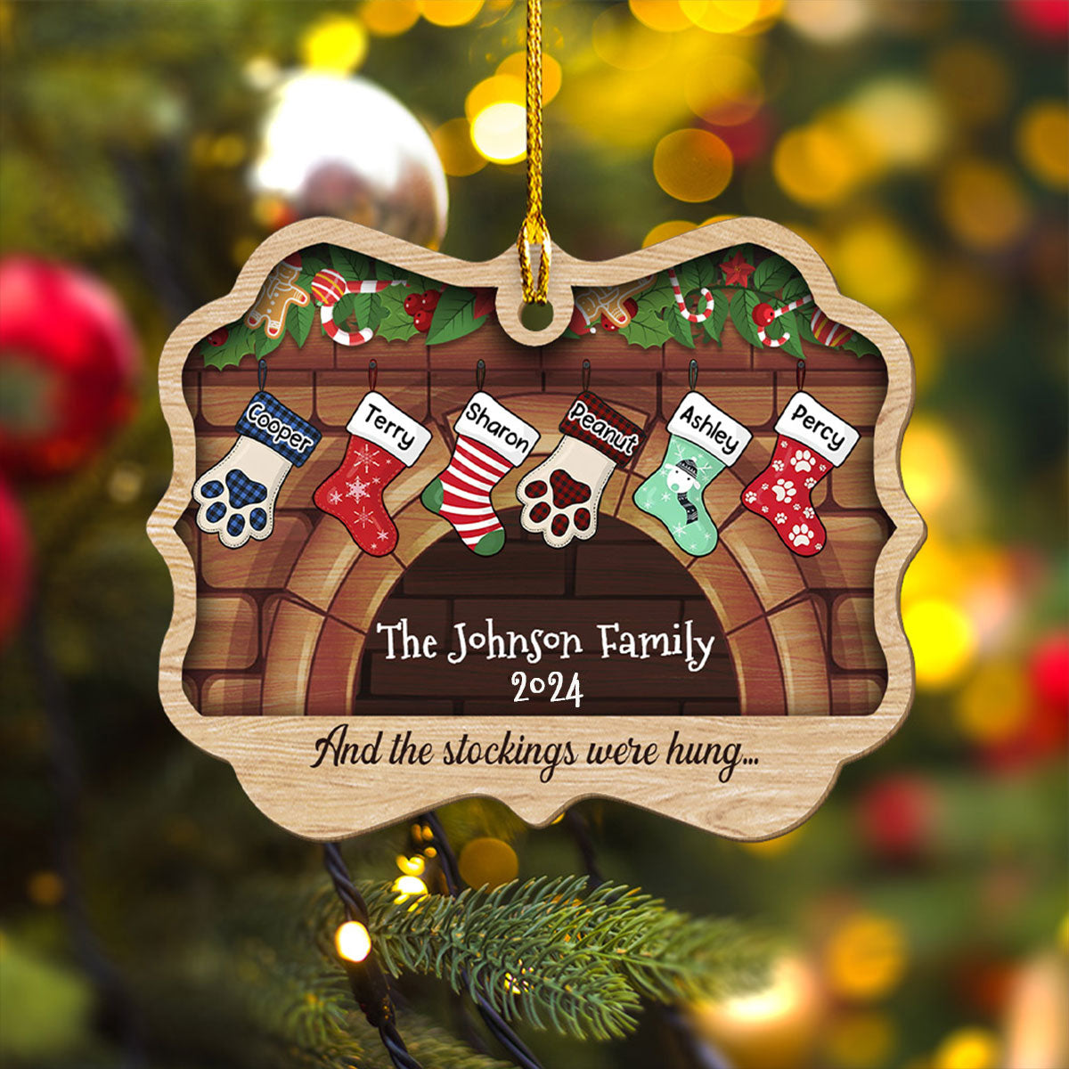 Stockings Were Hung - Personalized 1-layered Wood Ornament