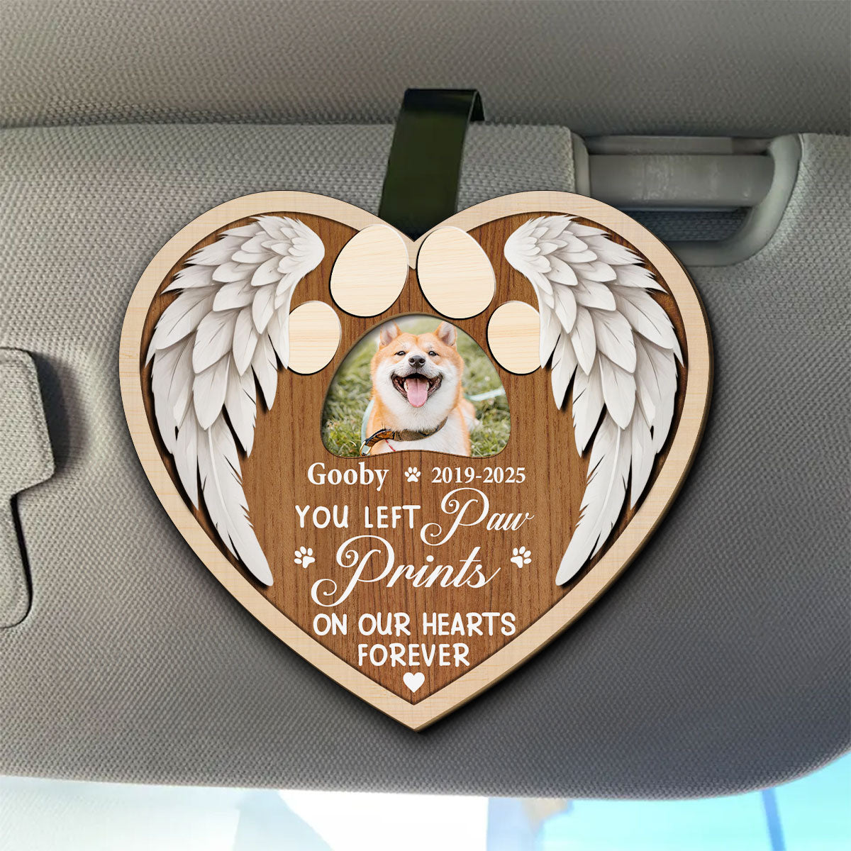 You Left Paw Prints On Our Hearts Forever - Personalized Car Visor Clip