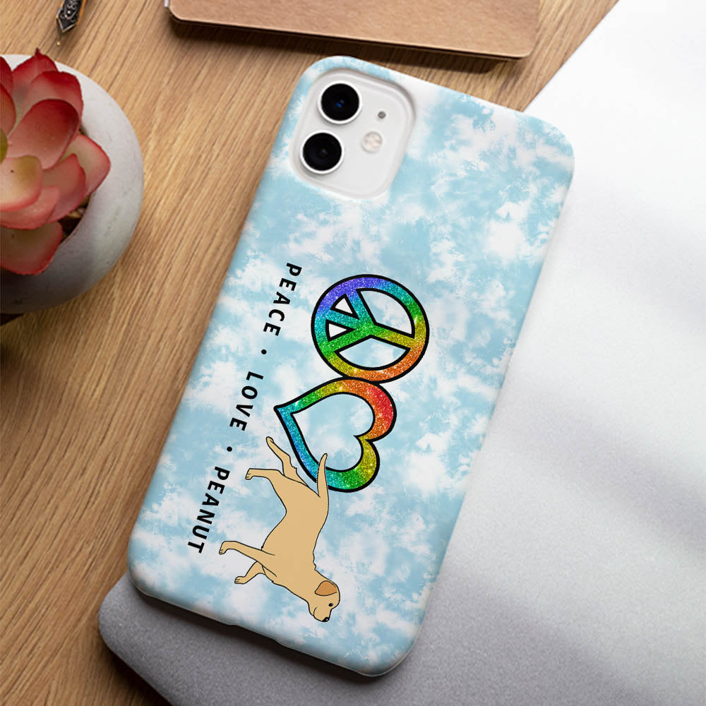 Peace Love Dog Pattern - Personalized Phone Case