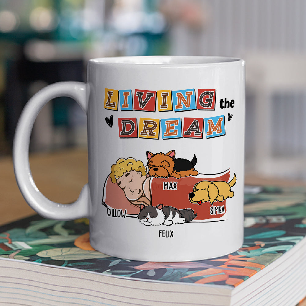Custom Mother's day Birthday Gifts For Cat Mom, Cat Lovers • Living The Dream 3 - Personalized Coffee Mug