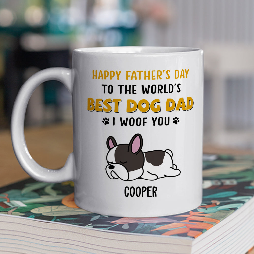 Custom Photo Christmas Birthday Gifts For Dog Lovers • Woof You So Much Dad - Personalized Coffee Mug