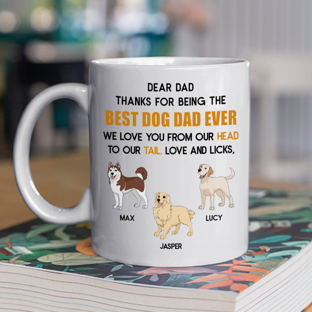 Custom Photo Christmas Birthday Gifts For Dog Dad, Dog Lovers • Head To Tail - Personalized Coffee Mug