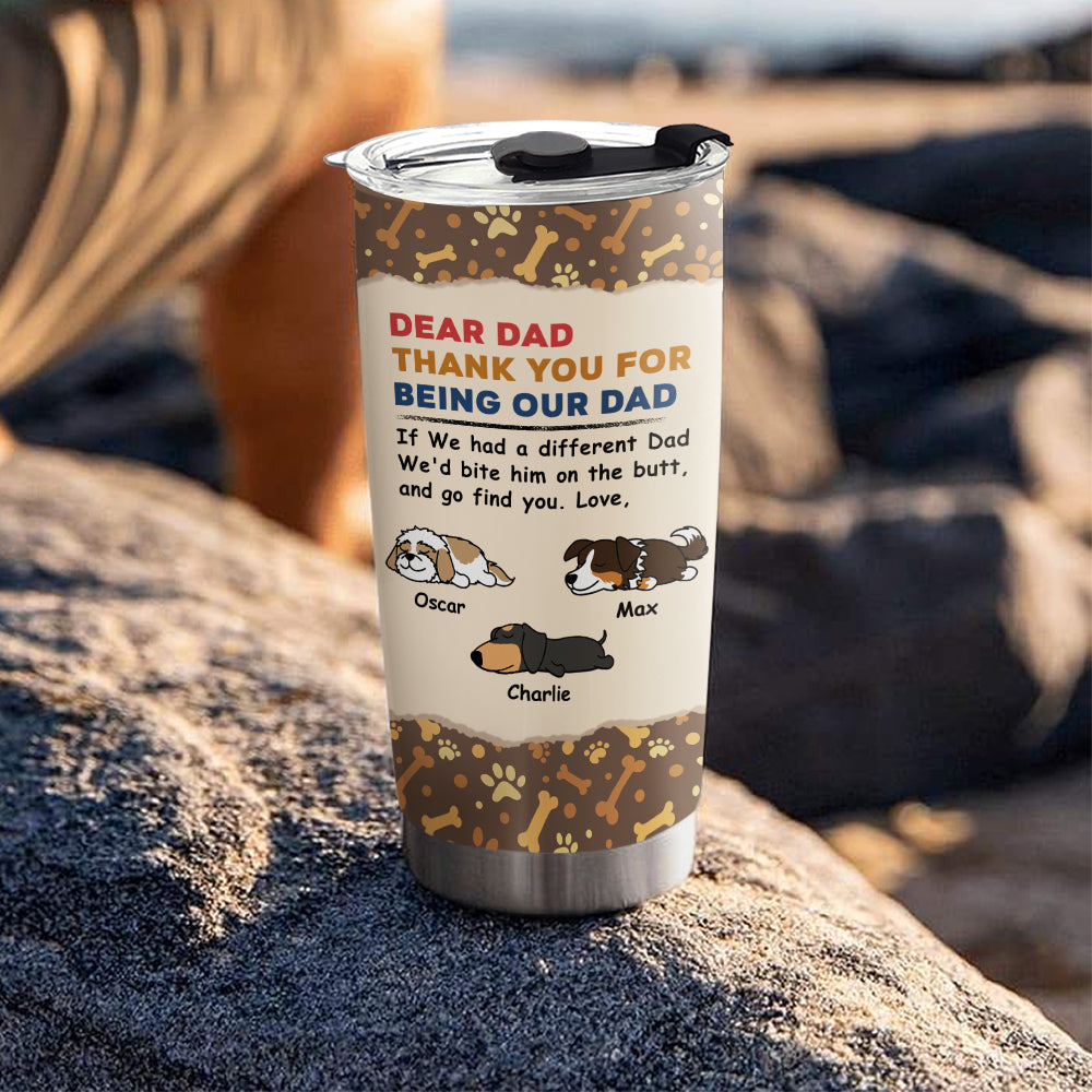 Custom Christmas Birthday Gifts For Dog Lovers • Bite The Butt - Personalized Tumbler