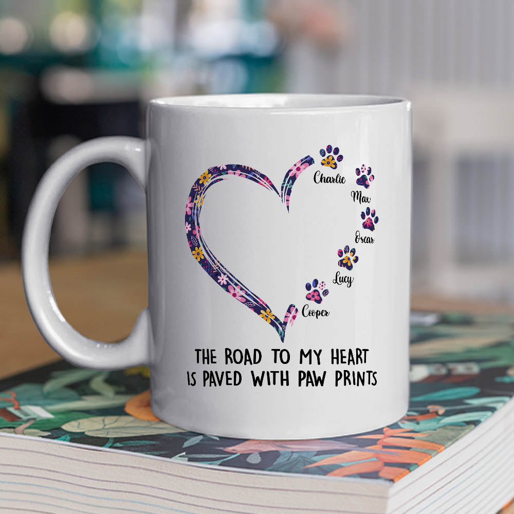Custom Christmas Birthday Gifts For Dog Lovers • Road To Heart Pattern - Personalized Coffee Mug