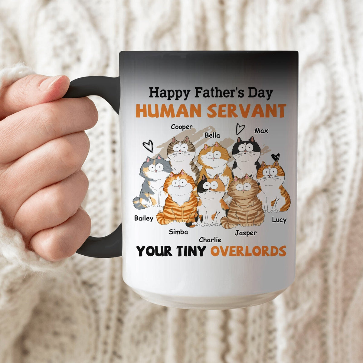 Custom Photo Christmas Birthday Gifts For Cat Dad, Cat Lovers • To My Human Servant - Personalized Color Changing Mug