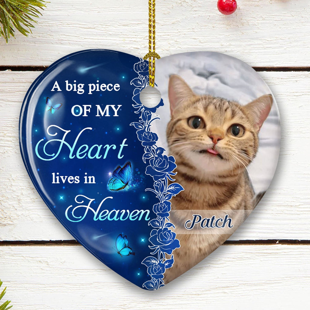 Custom Christmas Memorial Sympathy Gifts For Dogs, Cats • The Hardest Goodbye - Personalized Heart Ceramic Christmas Ornament