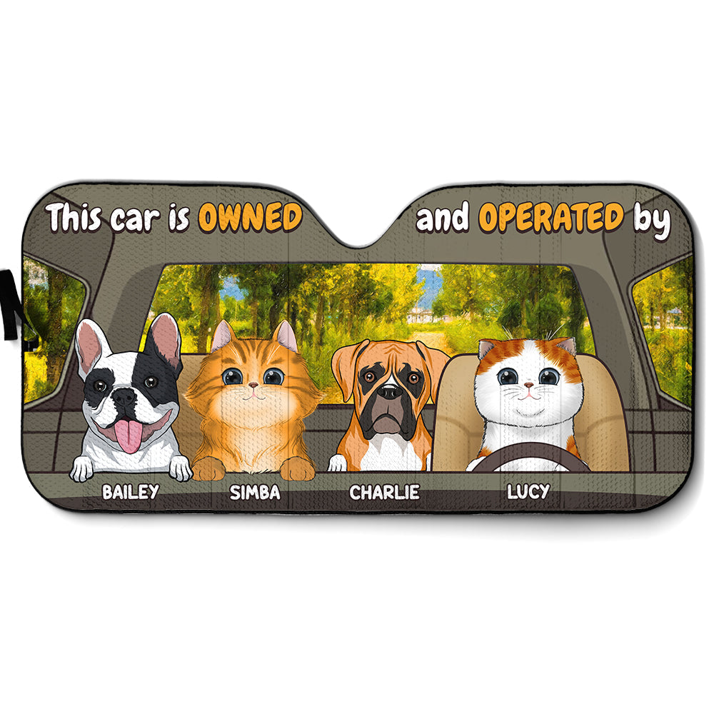 Custom Christmas Birthday Gifts Car Accessories for Pet Parents • Owned And Operated - Personalized Car Sunshade