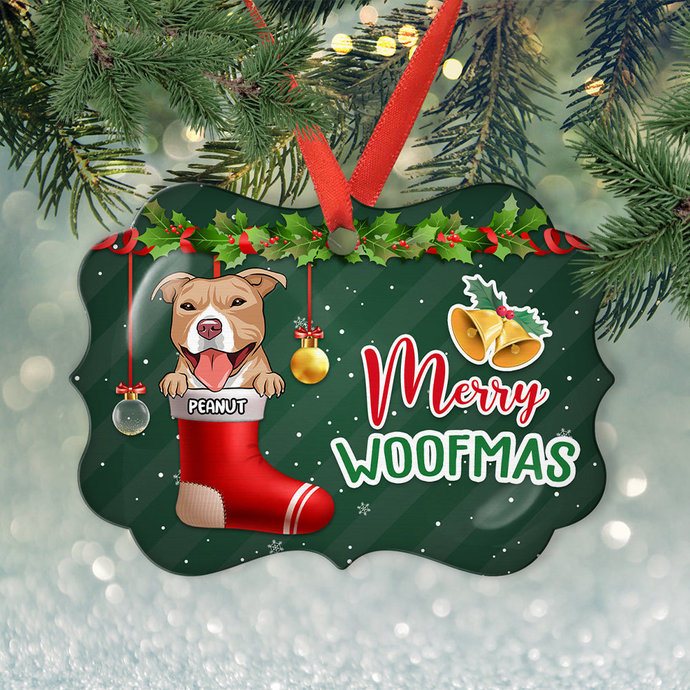 Merry Woofmas Dog - Personalized Aluminum Ornament