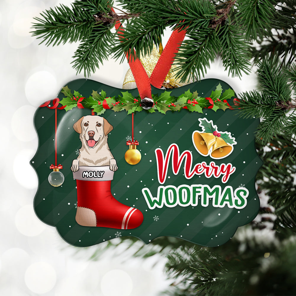 Merry Woofmas Dog - Personalized Aluminum Ornament