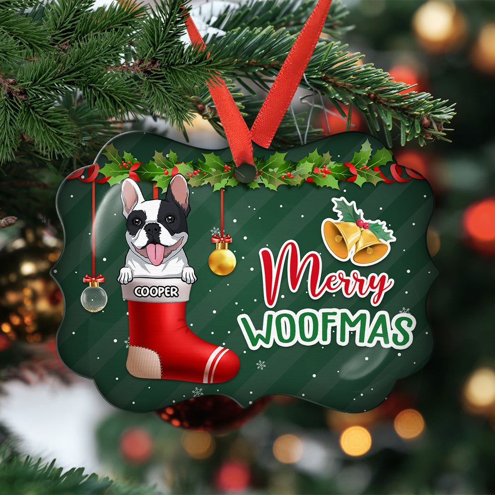 Merry Woofmas Dog - Personalized Aluminum Ornament