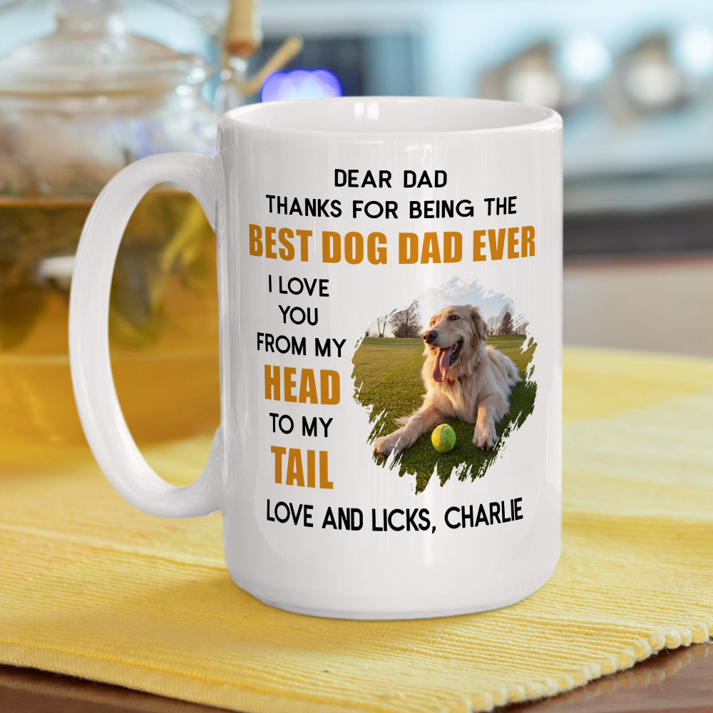 Custom Photo Christmas Birthday Gifts For Dog Dad, Dog Lovers • Head To Tail - Personalized Coffee Mug