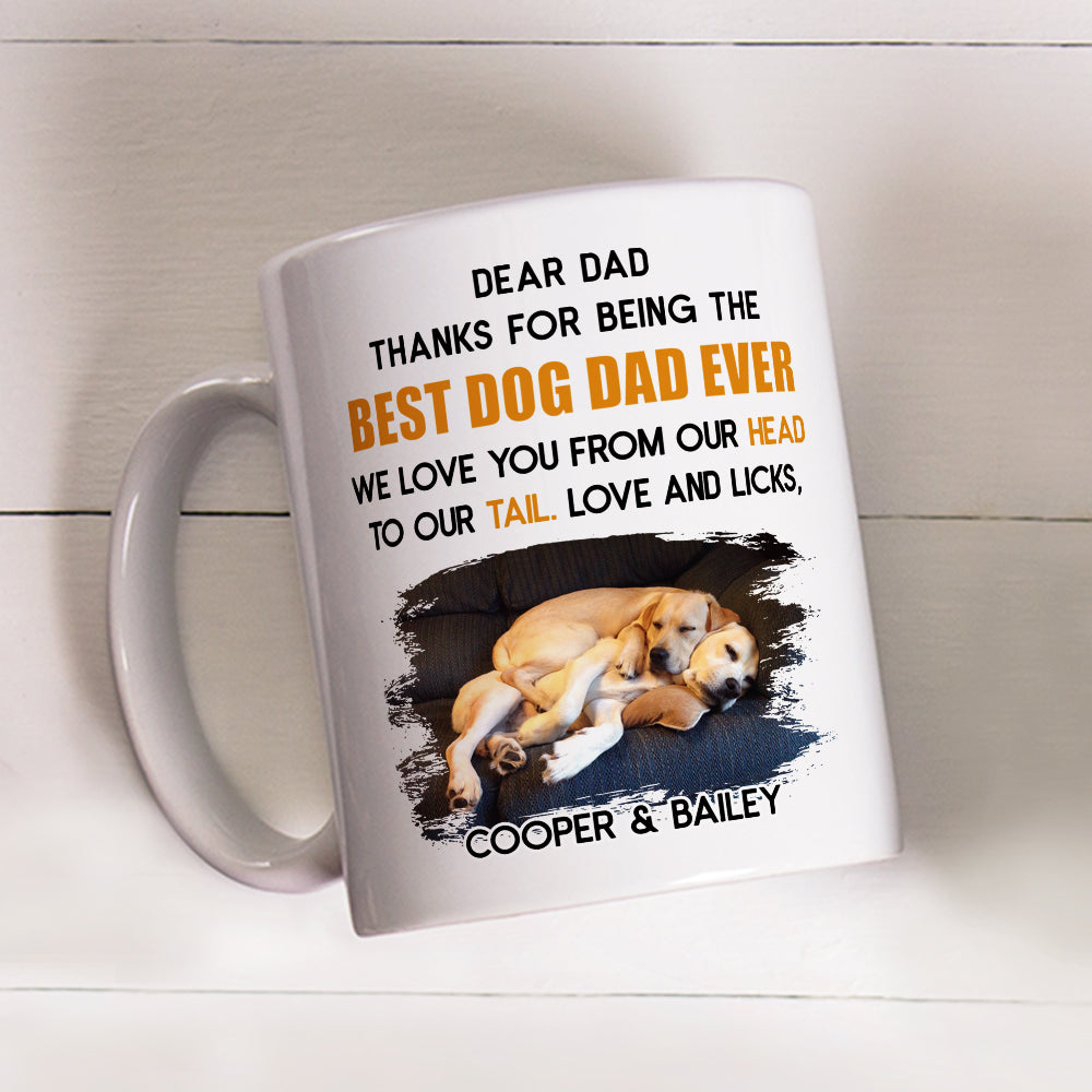 Custom Photo Christmas Birthday Gifts For Dog Dad, Dog Lovers • Head To Tail - Personalized Coffee Mug