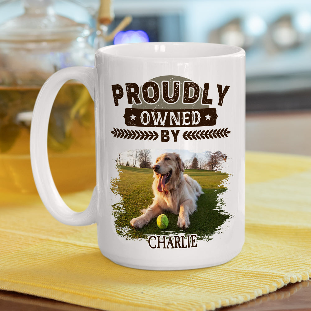 Custom Photo Christmas Birthday Gifts For Dog Dad, Dog Lovers • Proudly Owned By - Personalized Coffee Mug