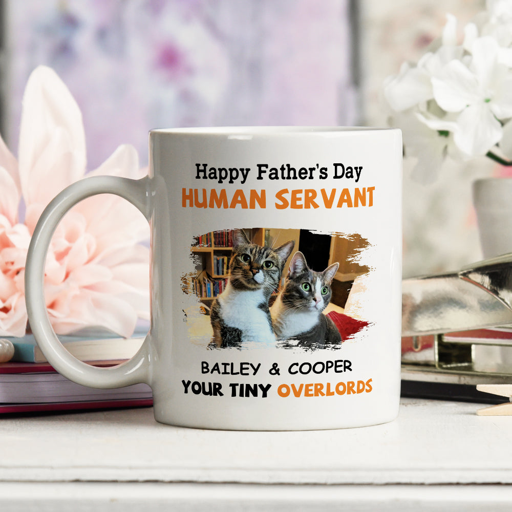 Custom Photo Christmas Birthday Gifts For Cat Dad, Cat Lovers • To My Human Servant - Personalized Coffee Mug