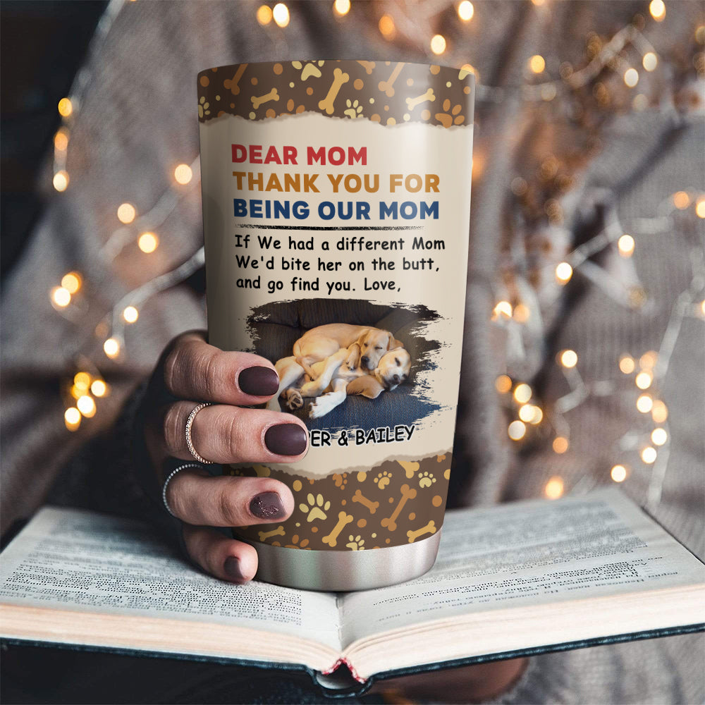 Custom Christmas Birthday Gifts For Dog Lovers • Bite The Butt - Personalized Tumbler