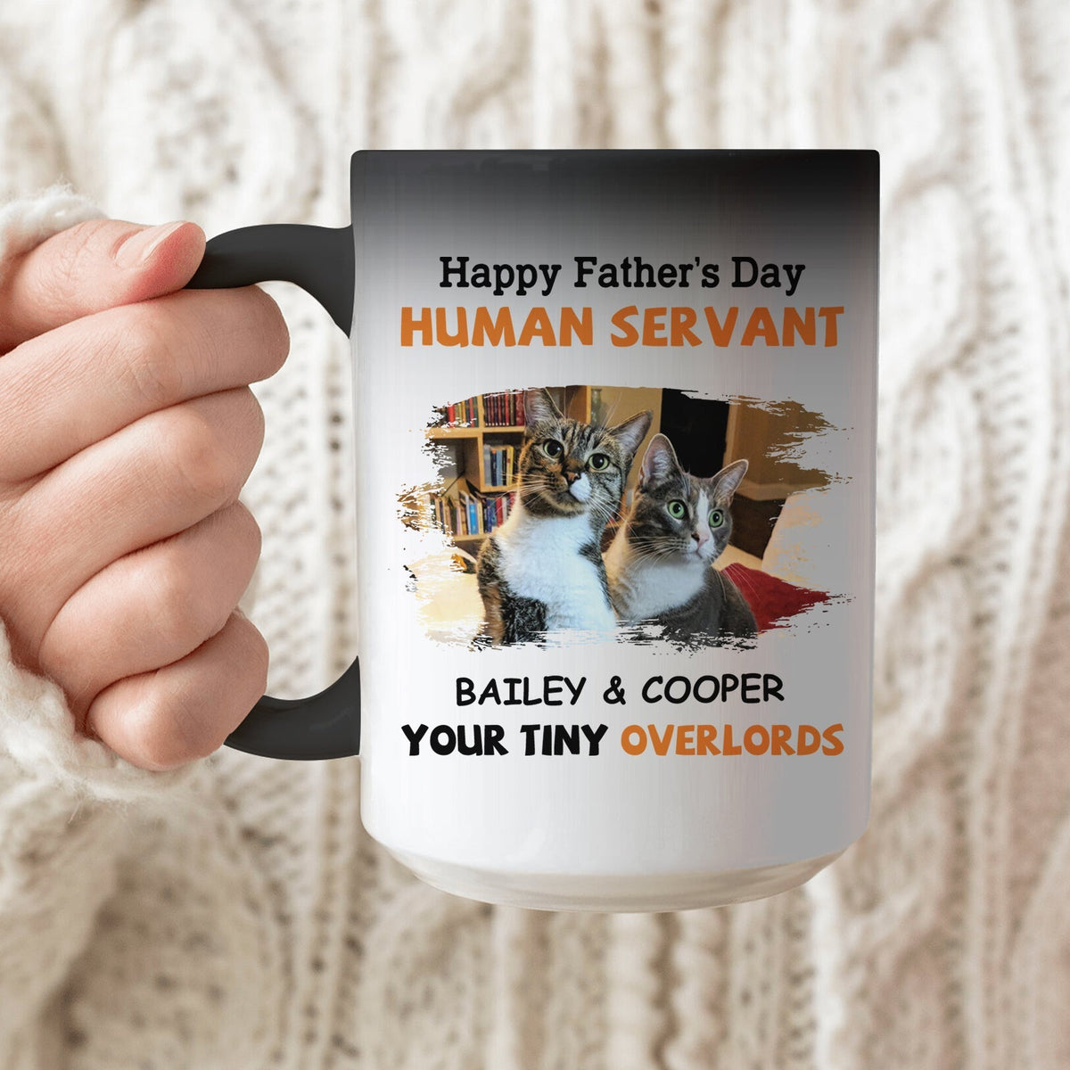 Custom Photo Christmas Birthday Gifts For Cat Dad, Cat Lovers • To My Human Servant - Personalized Color Changing Mug