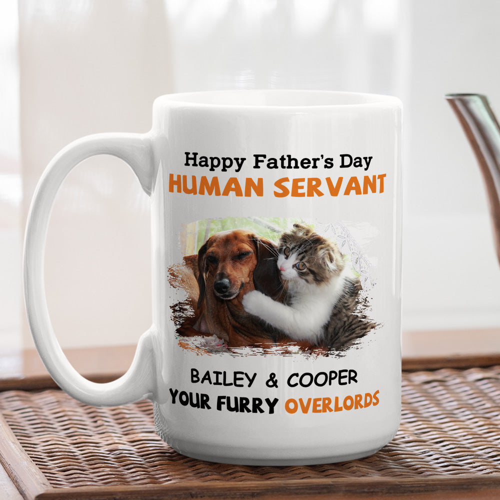 Custom Photo Christmas Birthday Gifts For Dog Dad, Dog Lovers • My Servant - Personalized Coffee Mug