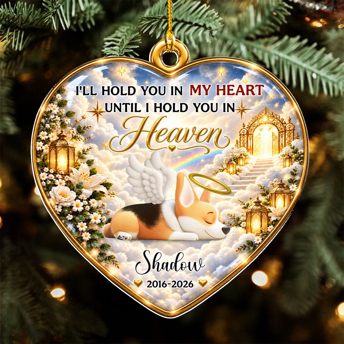 Custom Christmas Memorial Sympathy Gifts For Dogs, Cats • Forever Our Angel - Personalized 3D Effect Acrylic Ornament