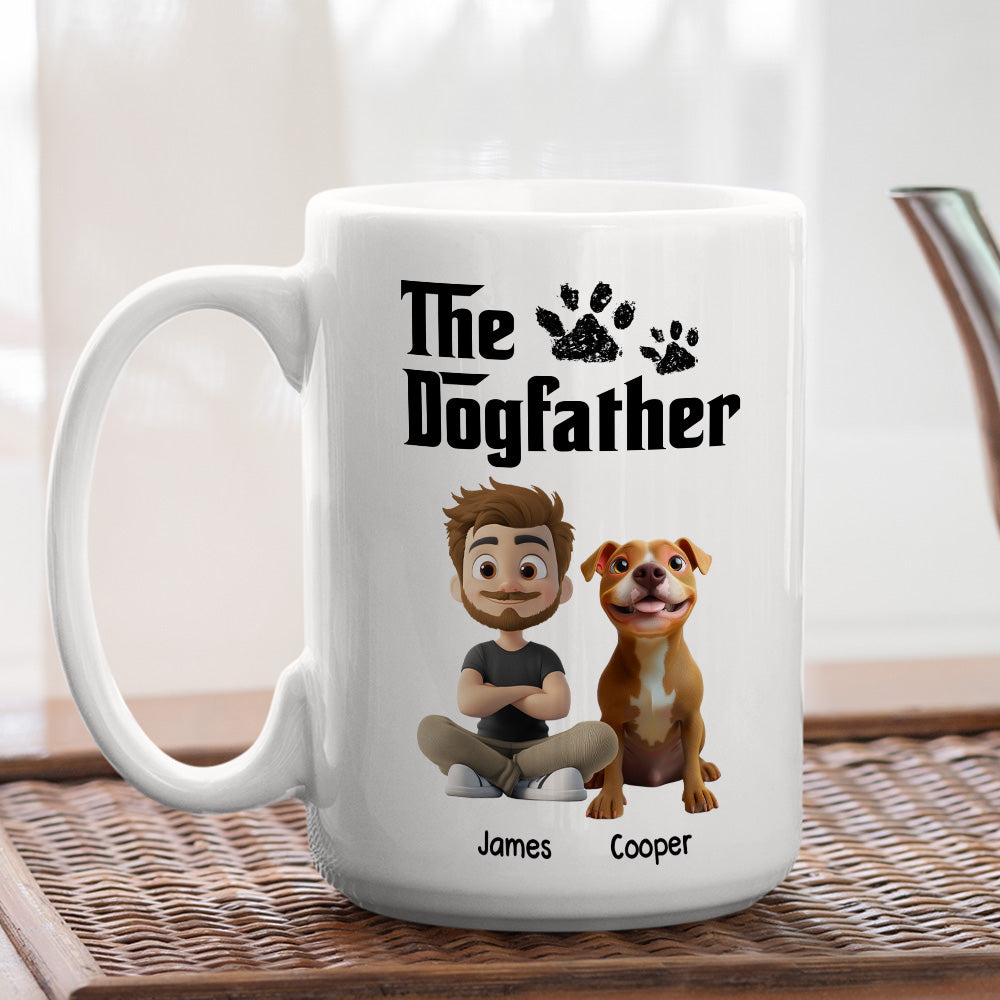 Custom Father's day Birthday Gifts For Dog Dad, Dog Lovers • White Cool Dog Father - Personalized Coffee Mug