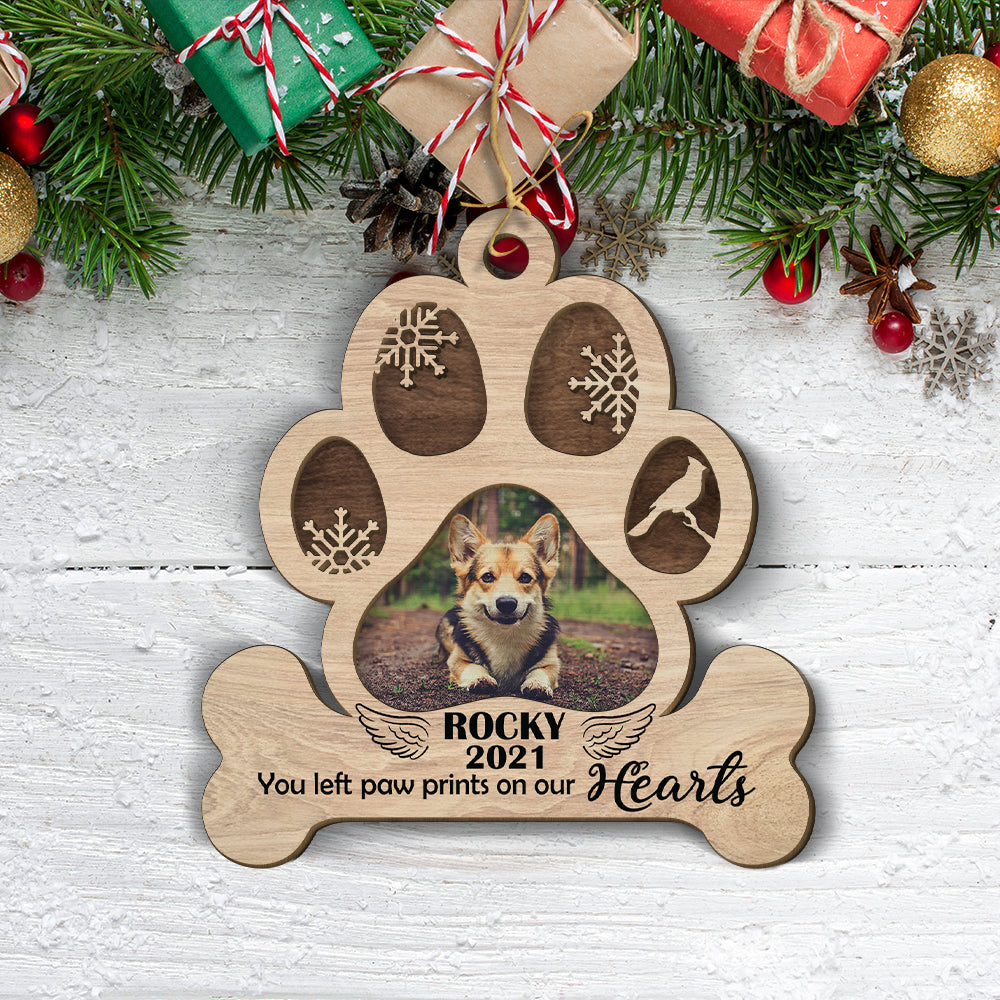 You Left Paw Prints - Personalized 2-layered Wood Ornament