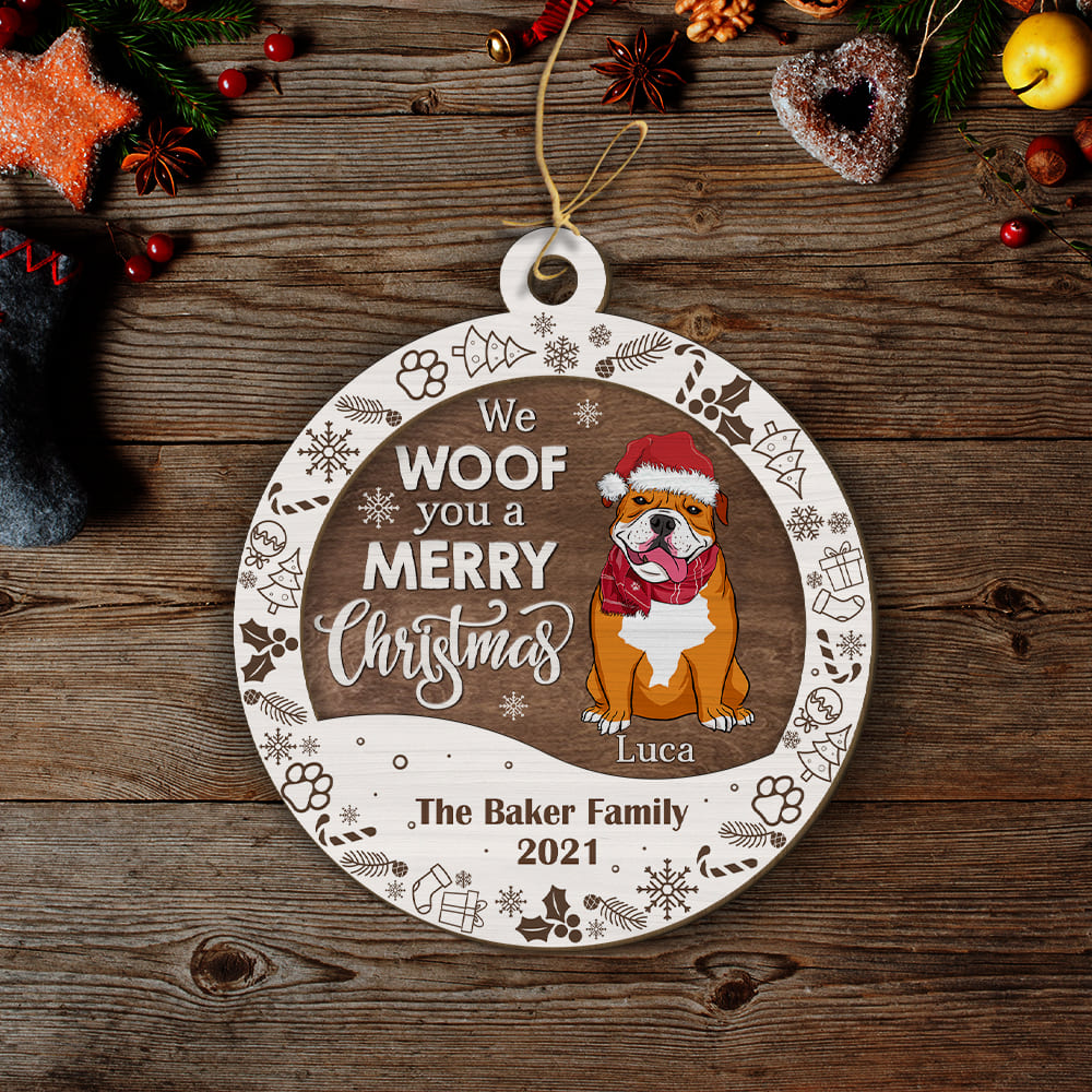 We Woof You A Merry Christmas - Personalized 2-layered Wood Ornament