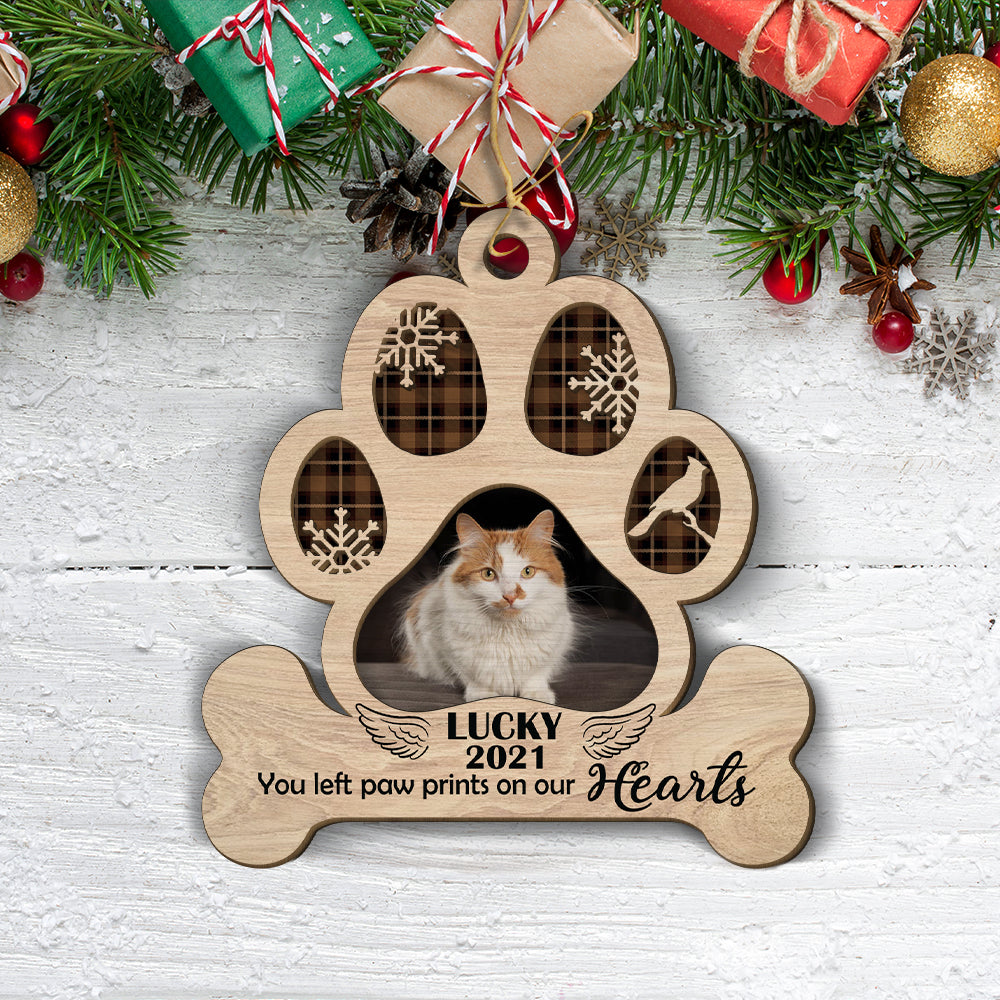 You Left Paw Prints - Personalized 2-layered Wood Ornament