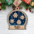 Family Snowball - Personalized 2-layered Wood Ornament