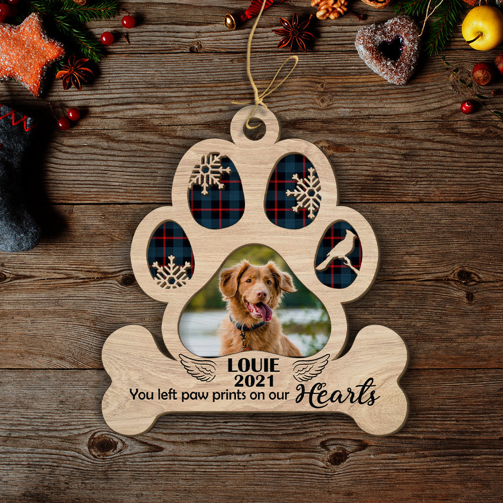 You Left Paw Prints - Personalized 2-layered Wood Ornament